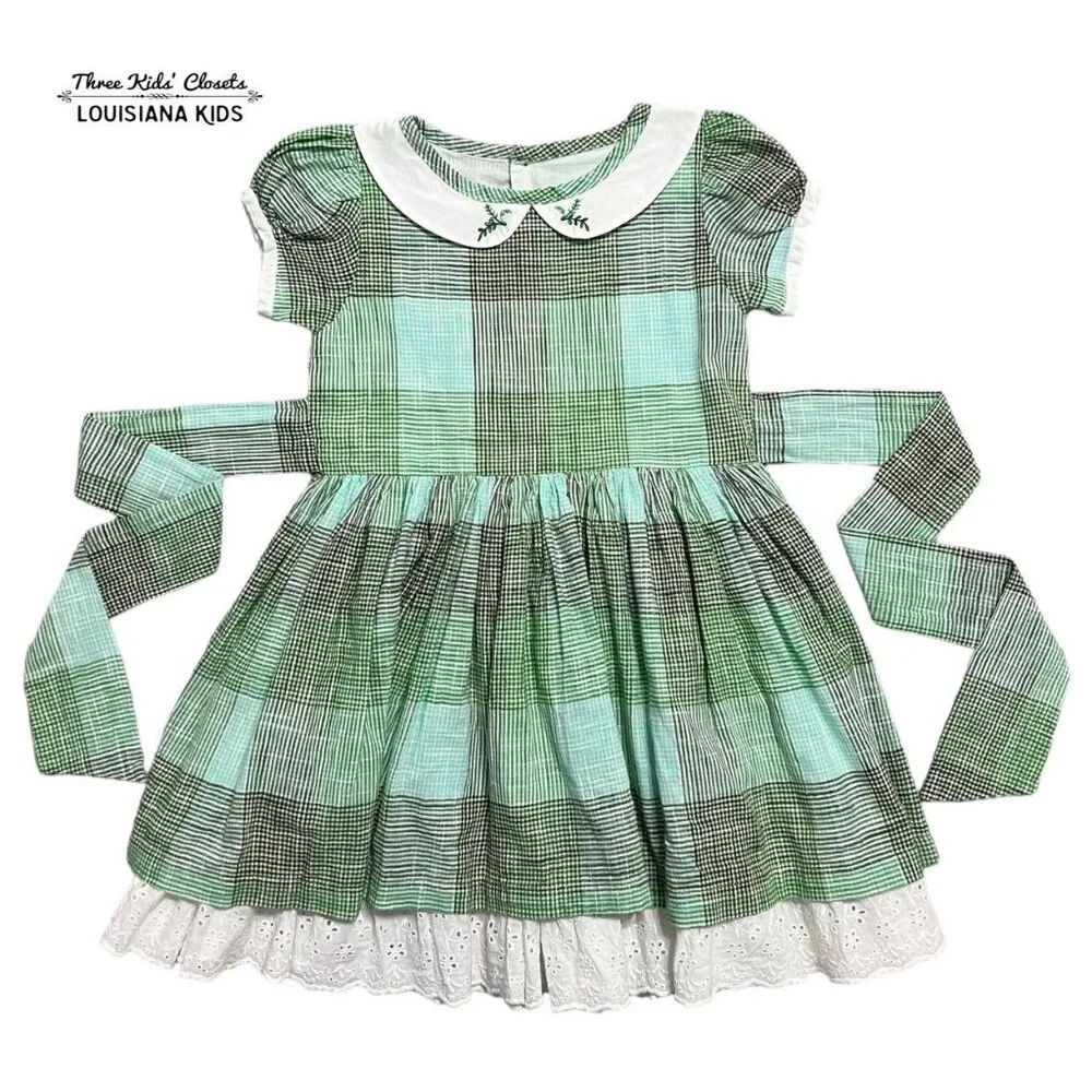 Well Dressed Wolf WDW 5Y Green Plaid Dress